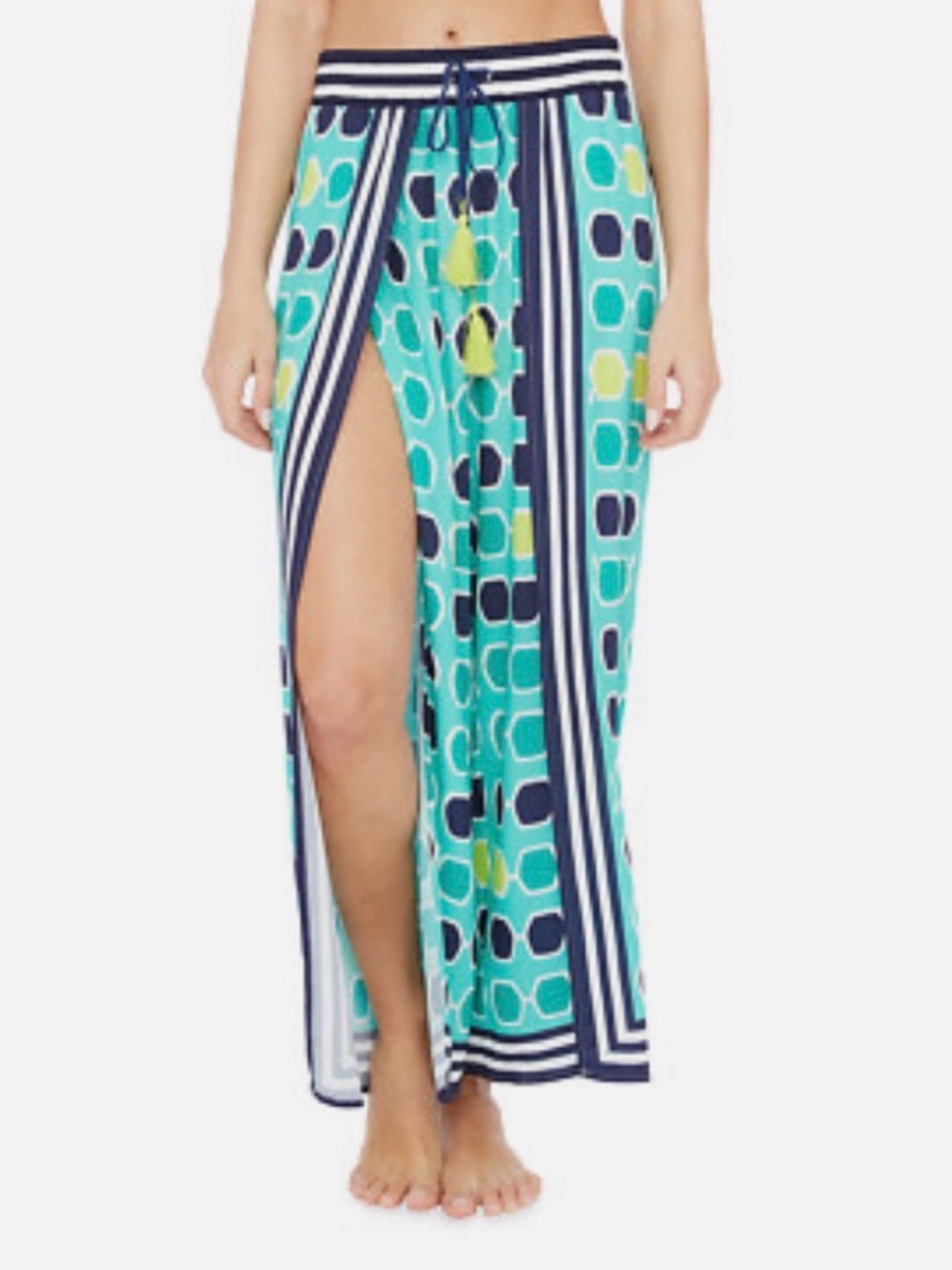 Trina Turk Printed Teal Cover-Up with Side Slit